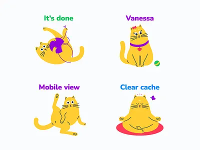 1Ci Dev Cat Sticker Set 1ci cat developer flat illustration line sticker sticker design telegramstickers vector yellow