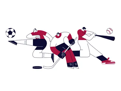 Athletes athletes baseball character flat football ice hockey illustration line people player soccer sportsman vector