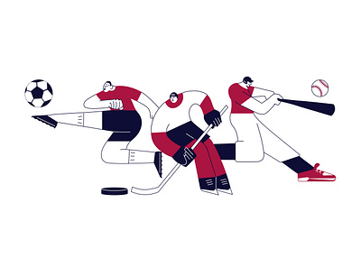 Athletes athletes baseball character flat football ice hockey illustration line people player soccer sportsman vector