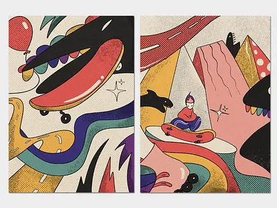 Skater Series 2d 2d character 80s adobe comics comicsart design digital illustration digitalart dream halftone illustration textures