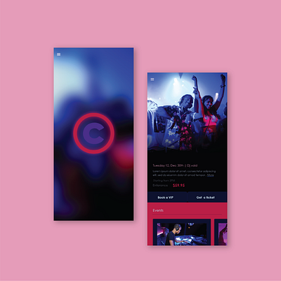 Night Clubs and Evening events app sample mobile app mobile ui ui uiux ux