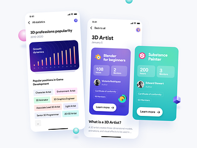 3D Mobile App 2021 3d 3d art ads application blender chart concept art cube diagrams graphics green ios iphone 12 light ui mobile purple tags trends