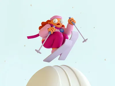 GO 21 GO! 3d character illustration mail snow