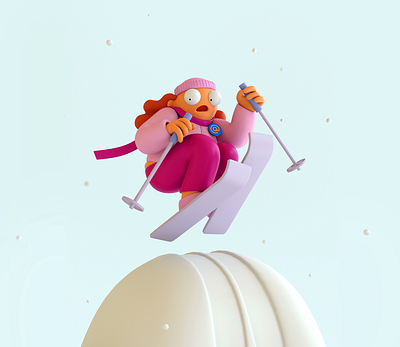 GO 21 GO! 3d character illustration mail snow