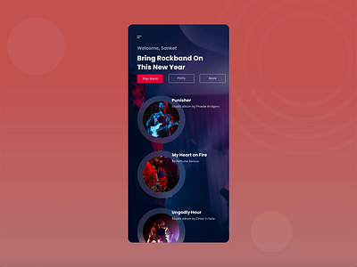 Rockband music app app app design app designer app ui band branding design app illustration interaction design minimal music music app music player rockband songs trending tunes ui ui ux application ux