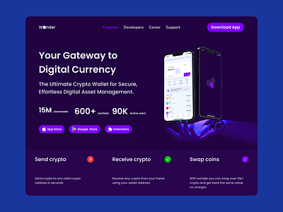 Crypto Wallet Web Platform blockchain crypto digital assets digital wallet finance financial fintech design futuristic ui investment platform platform trading ui design user friendly ux design ux ui wallet web web design web platform website