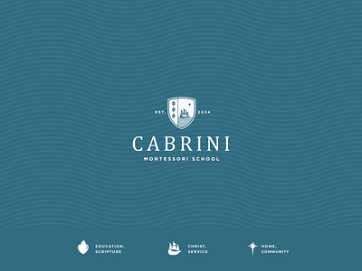 Cabrini Montessori School: Brand System and Visual Identity boat branding cabrini catholic education emblem hearts identity logo montessori nautical nc raleigh school seal star system triangle vessel visual