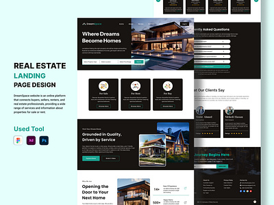 Real Estate Landing Page Design graphic design landing page design mobile app property website design real estate real estate management website real estate website ui realtor realtor website ui uiux user intergace ux website design