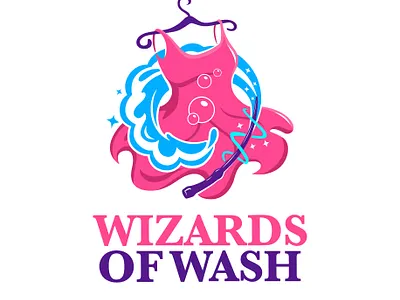 Logo for Sell! Magician Theme Logo for Laundry branding dress graphic design laundromat laundry logo magic magician wash witch wizards