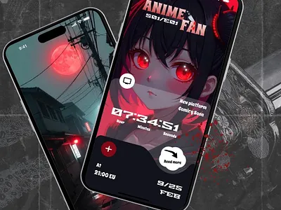 Anime fan/UI mobile anime app bold design figma illustration mobile ui ux