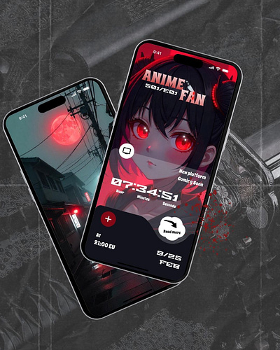 Anime fan/UI mobile anime app bold design figma illustration mobile ui ux