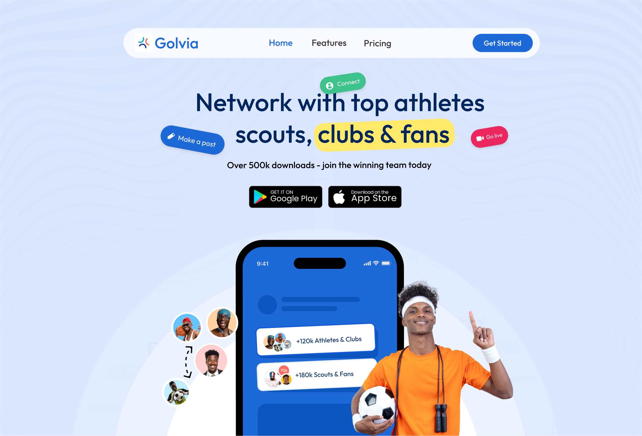 Sports Network Web Landing Page agency branding design graphic design illustration logo product design social network sport ui ui design ux design