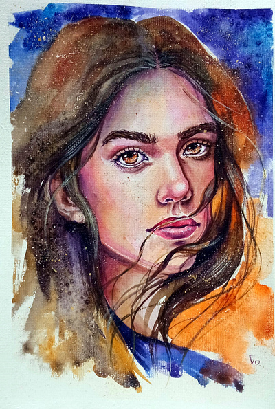 Original Watercolor Painting, Woman Portrait, Handmade People art girl hand painted painting people portrait watercolor woman