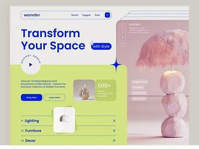 Modern Furniture Shopping Platform decor e commerce furniture store home interactive ui interior design landing page layout modern design platform product showcase shopping typography user experience ux inspiration ux ui design web web design web platform website