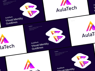 Aulatech - identity guidelines 3d logo a a logo abstract logo blockchain brand branding business data design education guidelines letter letter logo design logo logo design schools scribble tech technology