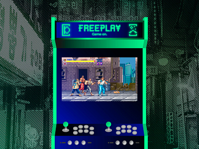 Freeplay advertising arcade bar branding cafe cyberpunk digital game geometric graphicdesign iconography japan japanese monoline logo neon pixel art retro typography videogames