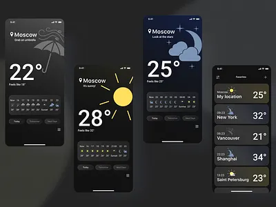 Dark mode| Weather App app design art branding dark interface dark mode dark theme design figma interface mobile app mobile ui ui weather app weather app design