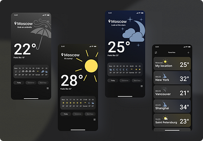 Dark mode| Weather App app design art branding dark interface dark mode dark theme design figma interface mobile app mobile ui ui weather app weather app design