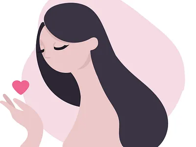 Sending love art character girl illustration love pink vector