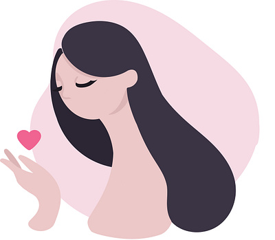 Sending love art character girl illustration love pink vector
