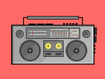 Boombox adobe illustrator boombox cassette player design flat design freelance illustration illustrator poster art radio vector vector illustration