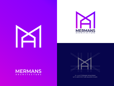 MERMANS Architecture lettermark logo design architecture logo company logo creative logo lettermark logodesign logomark meaningful logo monogram logo