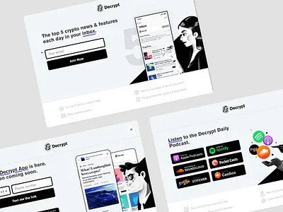 Decrypt Call to Action Modals black white call to action email illustration modal popup