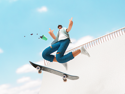 Jumping 3dillustration c4d illustration