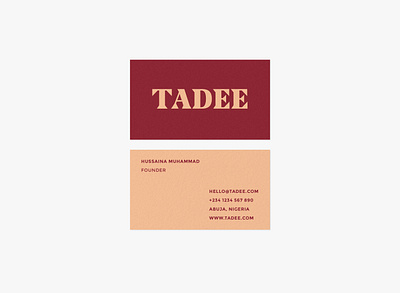 TADEE Skincare - Business Card branding business card cosmetic logo identity logo logomark logotype minimal packaging design skincare typography wordmark