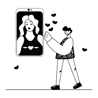 Dating site, profile adobe illustrator blackandwhite boy couple datingapp girl heart illustration love minimal online phone profiles vector vectorart