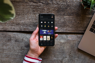 Implementation Gramedia Mobile App Redesign Dark Mode Version app branding design icon interaction design interface minimal mobile mobile app ui ux