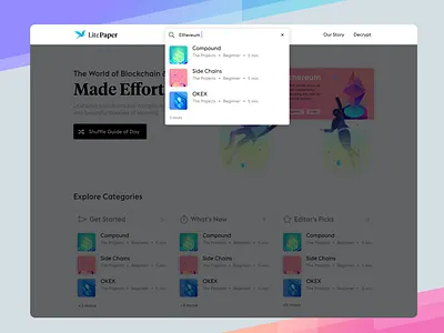Search Crypto Learn Guides bitcoin crypto dropdown illustration search
