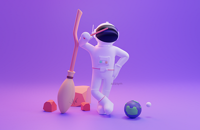 Wizard Astronaut 3d 3dart 3dillustration 3dmodelling astronaut blender branding design harrypotter icon illustration logo ui vector