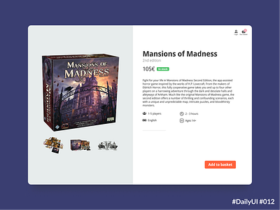 DailyUI 012 E-Commerce Shop (Single Item) board game board game shop board games daily ui daily ui 012 dailyui dailyui 012 dailyuichallenge ecommerce ecommerce shop product page single item single product ui uxui