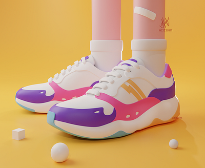 Sneaker 3D Modelling 3d 3d art 3d illustration 3d modelling 3dillustration blender branding character design icon illustration logo photoshop sneaker ui