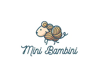 Mini Bambini brand branding cute design funny illustration knit knitted knitting knitwear logo sheep vector yarn