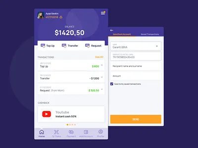 EWallet Send Money Application account checkout ewallet mobile mobile app modal payment popup send money step by step ui ux wallet