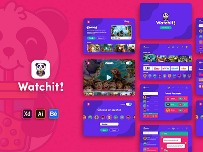 Watchit! - Kids Video Streaming Tablet App Concept adobe adobe xd amazon android app behance design entertainment illustrator ios ipad kids app quarantine tablet ui ui design user interface video