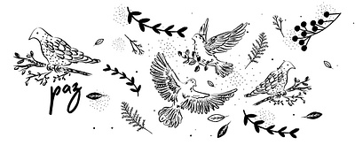 Paz birds design flowers illustration vector
