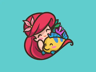 The Little Mermaid cartoon playful friendly fan art nature illustration happy identity little mermaid cute logo icon disney nature branding