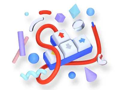 TECH 3d abstract abstract art arnold arrows art c4d cgi cinema4d controller design illustration ios keyboard render simple wires