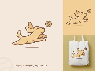 Happy playing dog logo mascot colorful crealizable cute logo dog dog logo dog logos dog mascot dogs fun logo pet logo playful logo