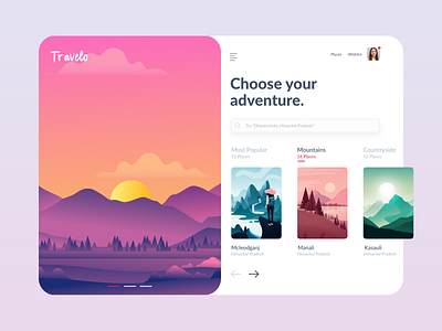 Travelo colors covid19 design dribbble graphic logo minimal mobile app mountains travel travelling ui ux web