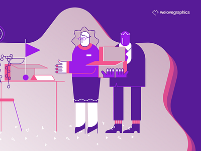Workis - New workplace business illustration illustrator office office space purple teamwork vector work workspace