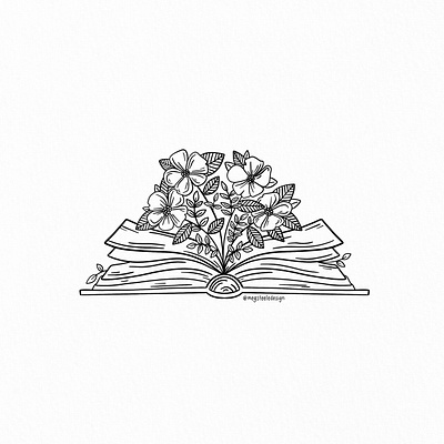 book lover black and white book art book cover book lover digital floral flowers line drawing line drawings procreate reading simple