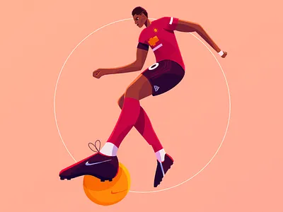 Marcus Rashford action athlete ball character character design design football footballer illustration portrait procreate soccer sport