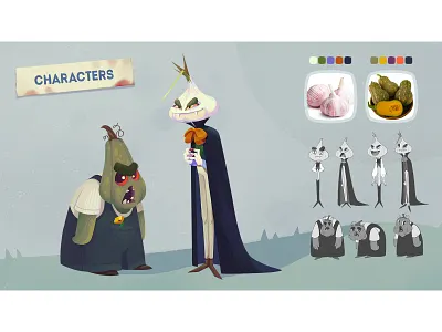 Mr Garlic Ghoul & Modest cartoons character character design concept creature cute garlic ghoul horror pumpkin scary spooky vampire