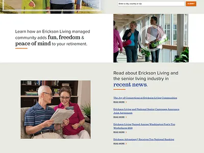 Erickson Living Redesign Homepage bootstrap 4 css3 drupal8 html5 jquery ui