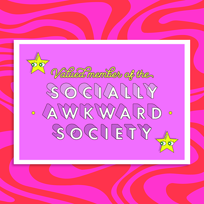 'Socially Awkward Society' Membership Card 2d adobeillustator art clubmember colour colour palette colourful creative creative design creativity design futura membership membershipcard purple red sociallyawkward typography typographydesign