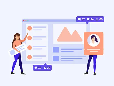 Social media characters flat illustration illustration profile social media vector vector art vector illustration